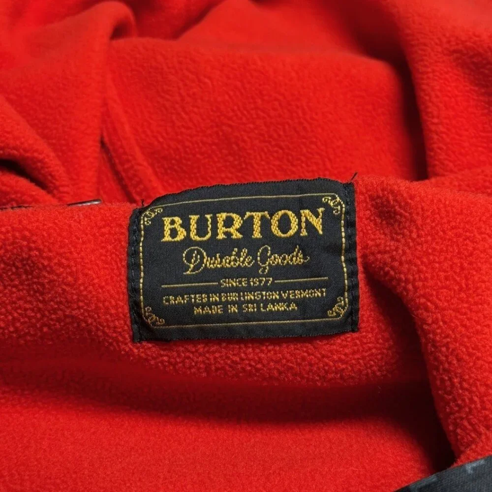 Burton MB Peak Mens Full Zip Hoodie Hooded XL Black Neon Orange Fleece Lined - Picture 4 of 11